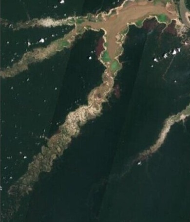 Imagem de satélite do Lago de Coari na seca de 28/10/2023