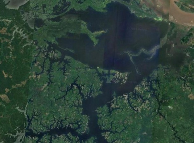 Imagem de satélite do Lago Janauacá em condição normal