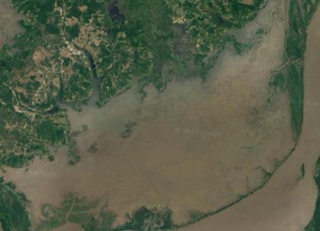 Imagem de satélite do Lago Grande de Monte Alegre em condição normal